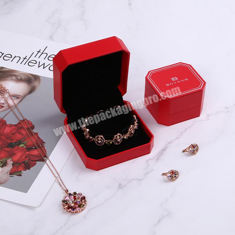 Boyang Customised Red Octagon Plastic Hinge Paper Jewelry Bangle Bracelet Packaging Box