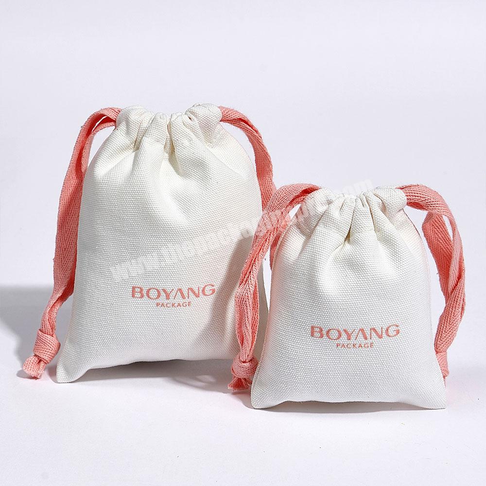 Boyang Eco Friendly Reusable Promotion Gift Bag Custom Cotton Drawstring Jewelry Bag Pouch