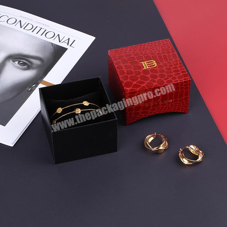 Boyang Factory Wholesale Custom Luxury Wedding Jewelry Box Packaging Red Paper Bracelet Bangle Box