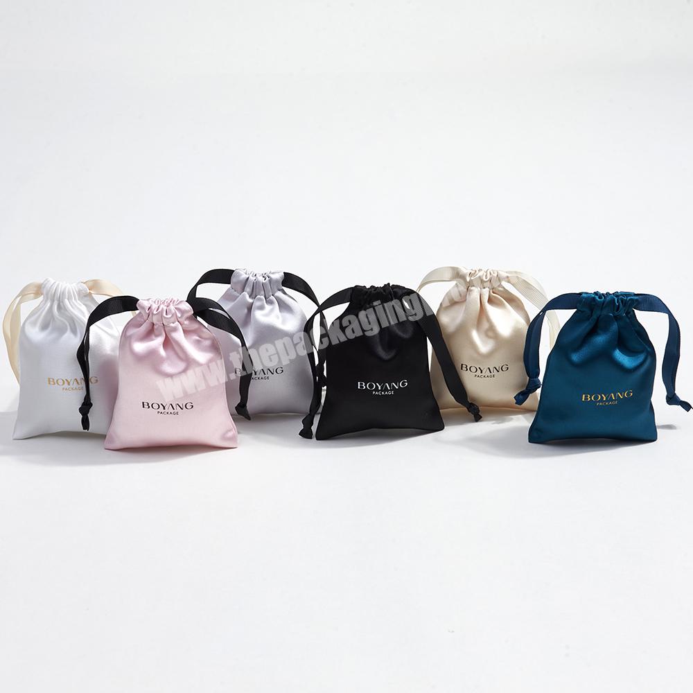 Boyang High Quality Customized Logo ECO Friendly Silk Satin Dust Pouch Bags Drawstring Jewelry Bag