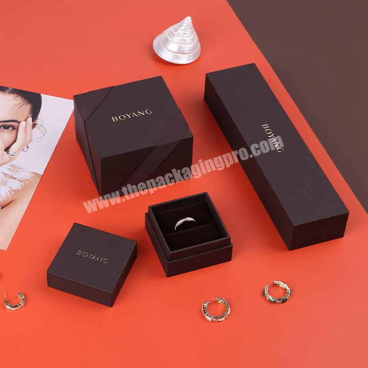 Boyang Lid and Base Shoulder Fancy Paper Earring Necklace Jewellery Ring Packaging Jewelry Box with Logo