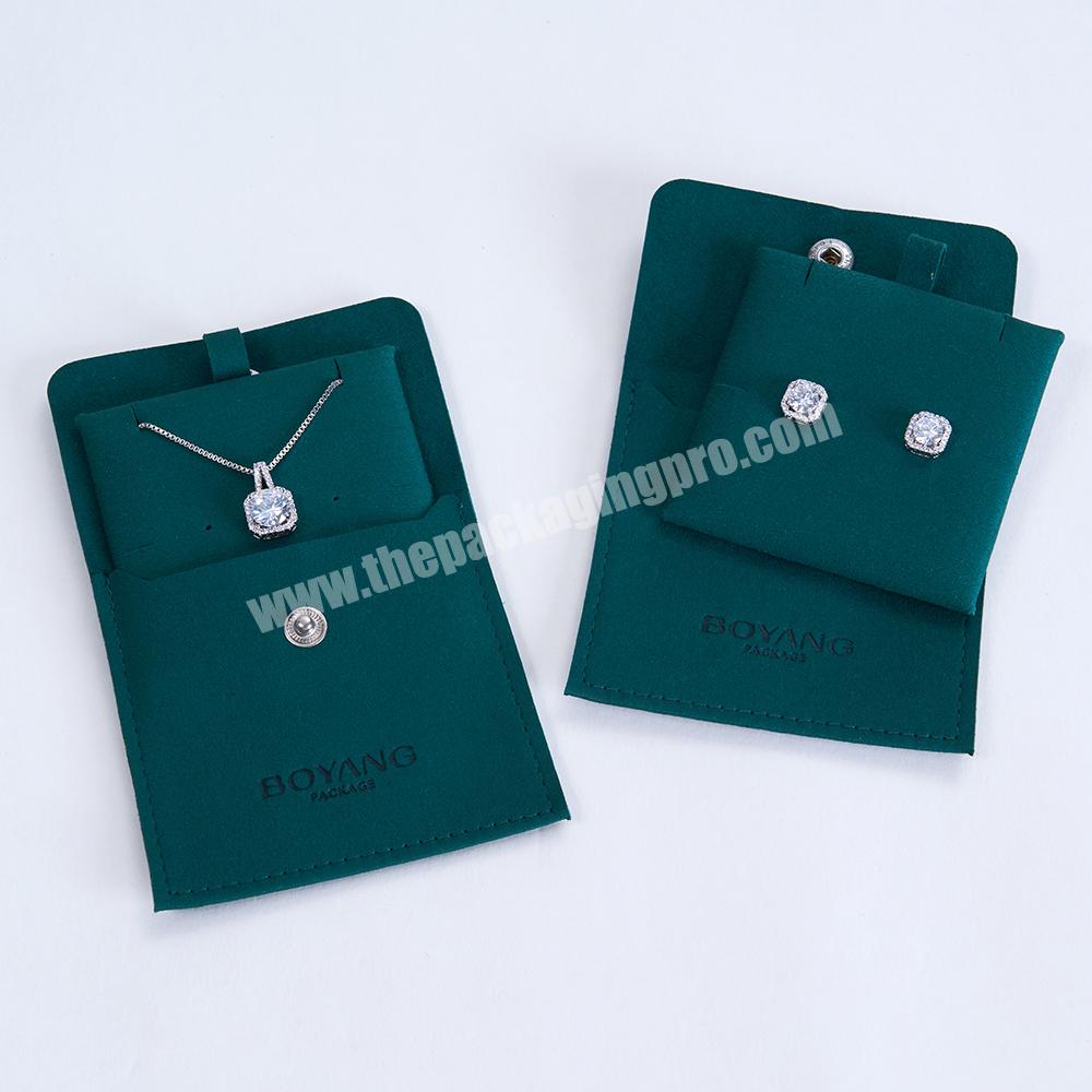 Boyang Logo Customized Snap Button Microfiber Jewelry Packaging Pouch Bag