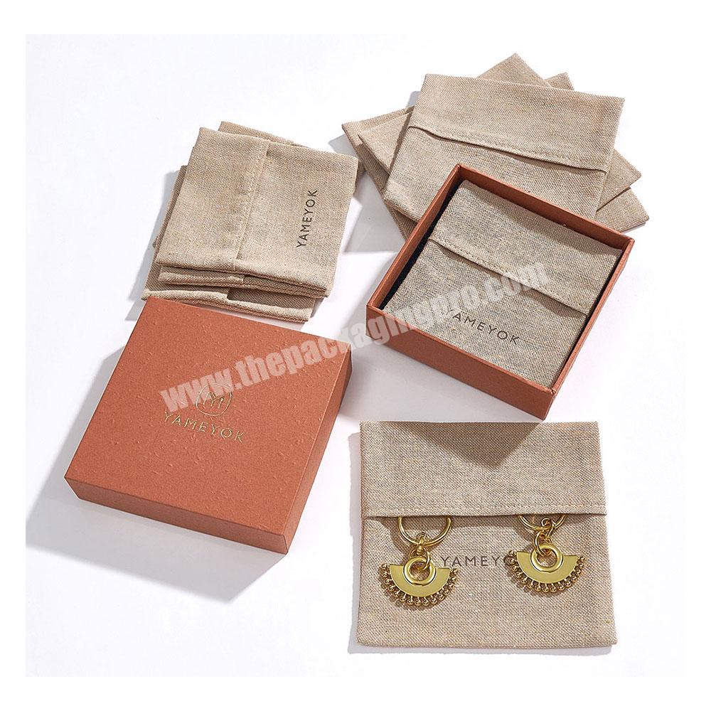Boyang Luxury Custom Logo Envelope Shape Cotton Ring Earring Necklace Jewelry Packaging Pouch Bag