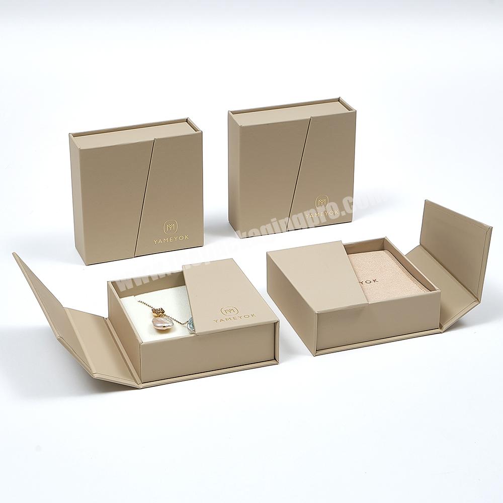 Boyang New Design Luxury Paper Gift Packaging Double Open Door Necklace Jewelry Box
