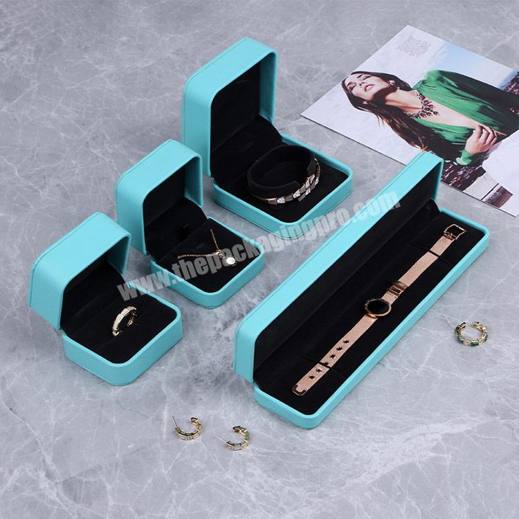 Boyang New Style Factory Wholesale Gift Ring Necklace Packaging Green PU Leather Jewelry Box
