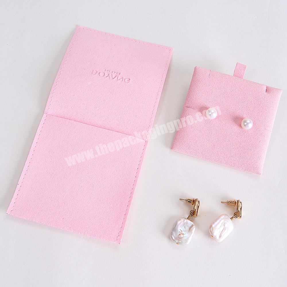 Boyang OEM ODM ECO Friendly Flap Microfiber Jewelry Pouch Pink Jewelry Gift Bag