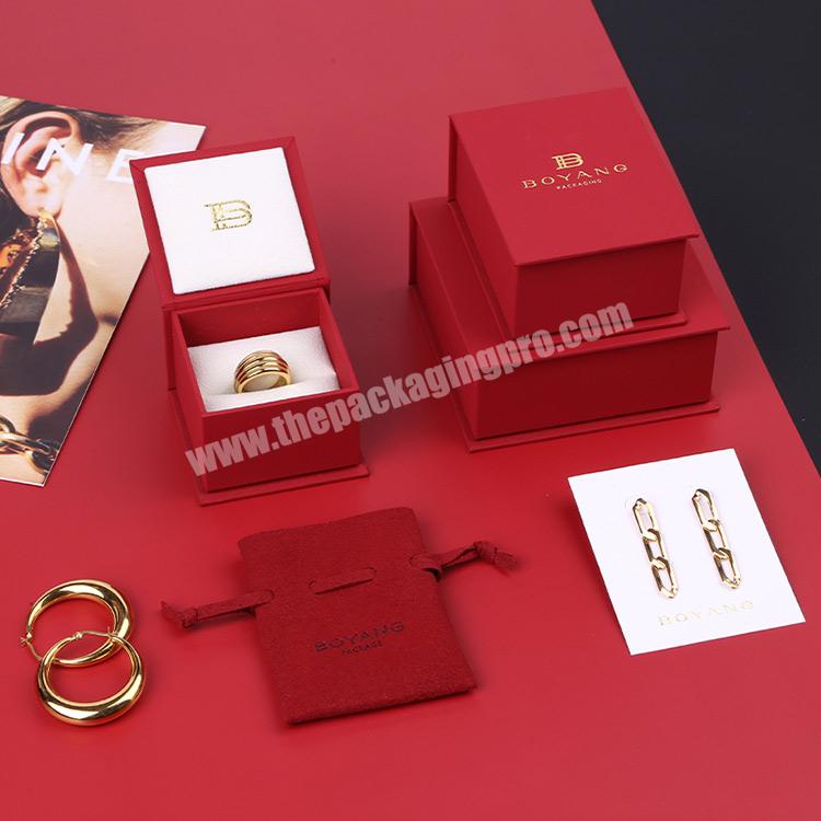 Boyang OEM ODM Wedding Red Paper Magnetic Closure Flip Book Shape Jewelry Packaging Box