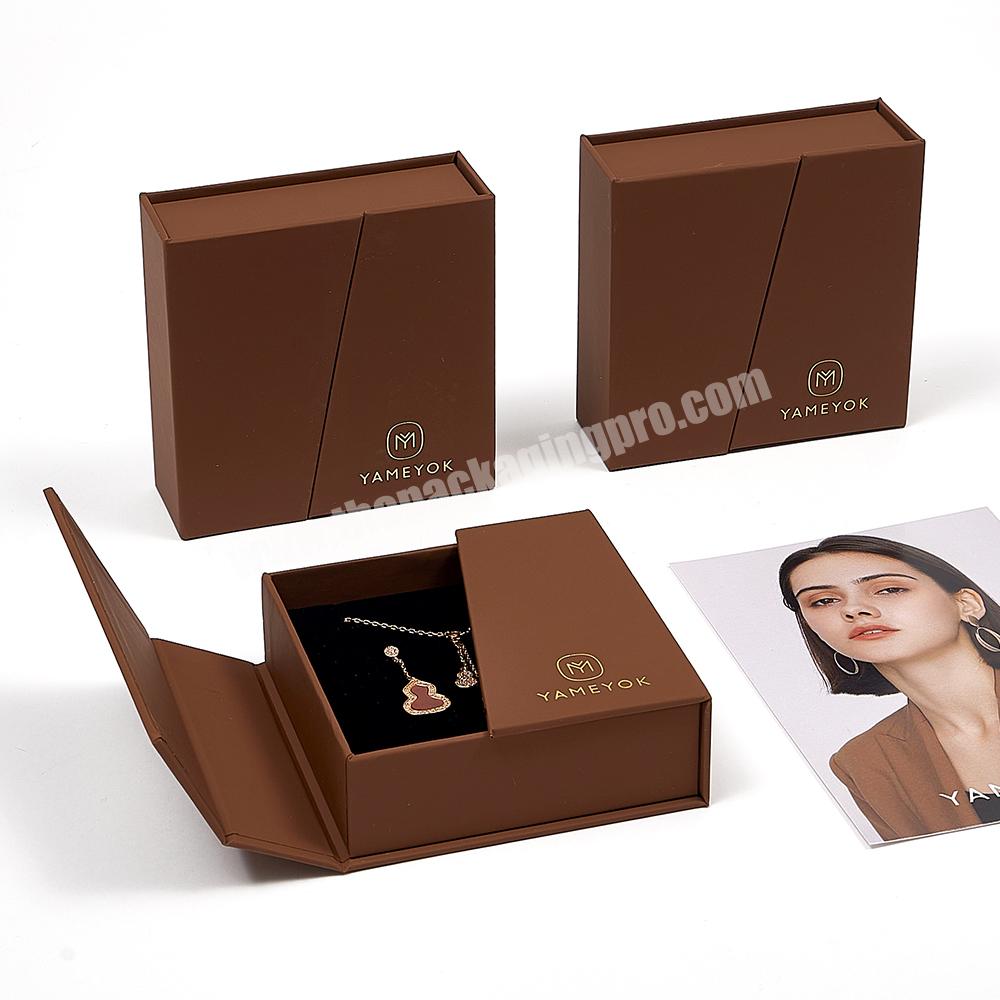 Boyang Personalized Design Paper Brown Jewelry Packaging Box Custom Jewelry Box for Necklace Bracelet Ring Earring