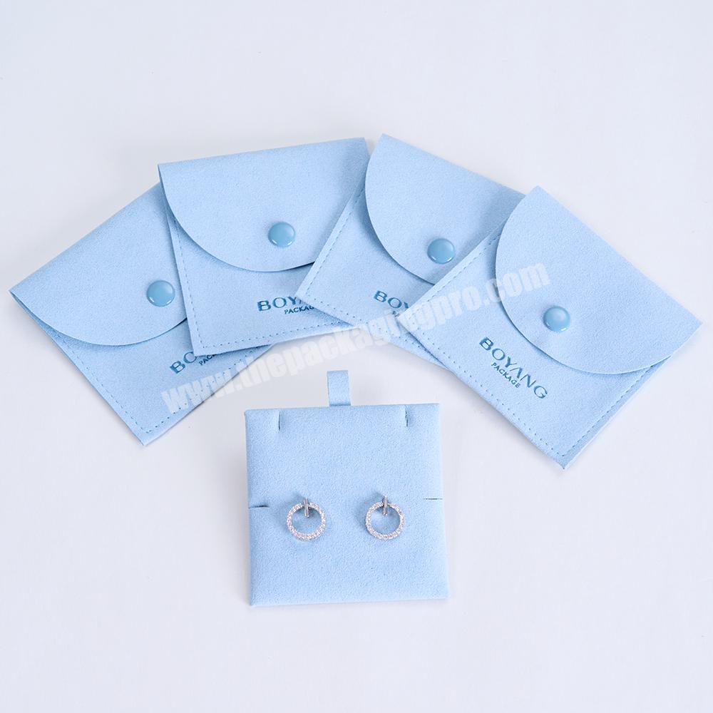 Boyang Small Earring Necklace Bracelet Ring Microfiber Envelope Bijoux Packaging Jewellery Bag Jewelry Pouch With Logo