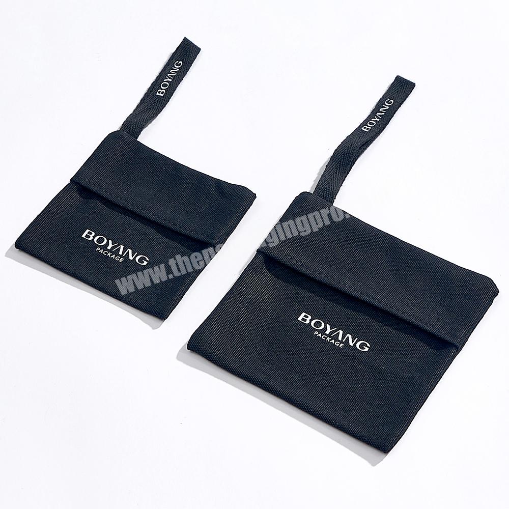 Boyang Wholesale Custom Black Jewelry Packaging Pouch Bag Cotton with Logo