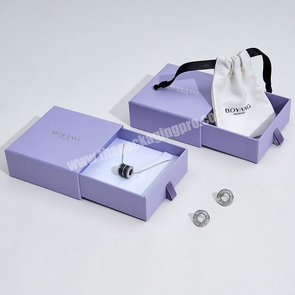 Boyang Wholesale Custom Logo Drawer Box Ring Earring Necklace Bracelet Cardboard Paper Jewelry Box