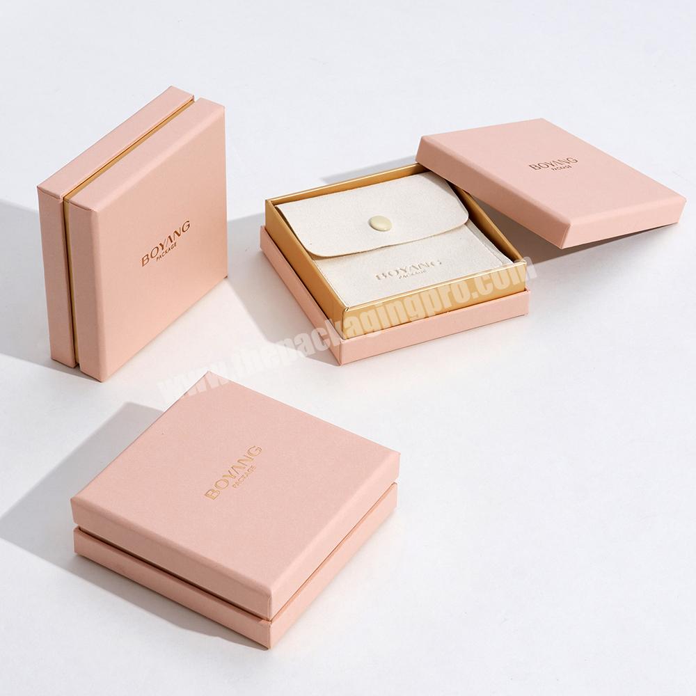 Boyang Wholesale Custom Logo Pink Paper Earring Bangle Bracelet Pendant Ring Jewelry Packaging Box