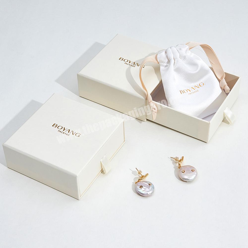 Boyang Wholesale Luxury ECO Beige Drawer Pendant Necklace Earring Bracelet Ring Jewelry Packaging Gift Box