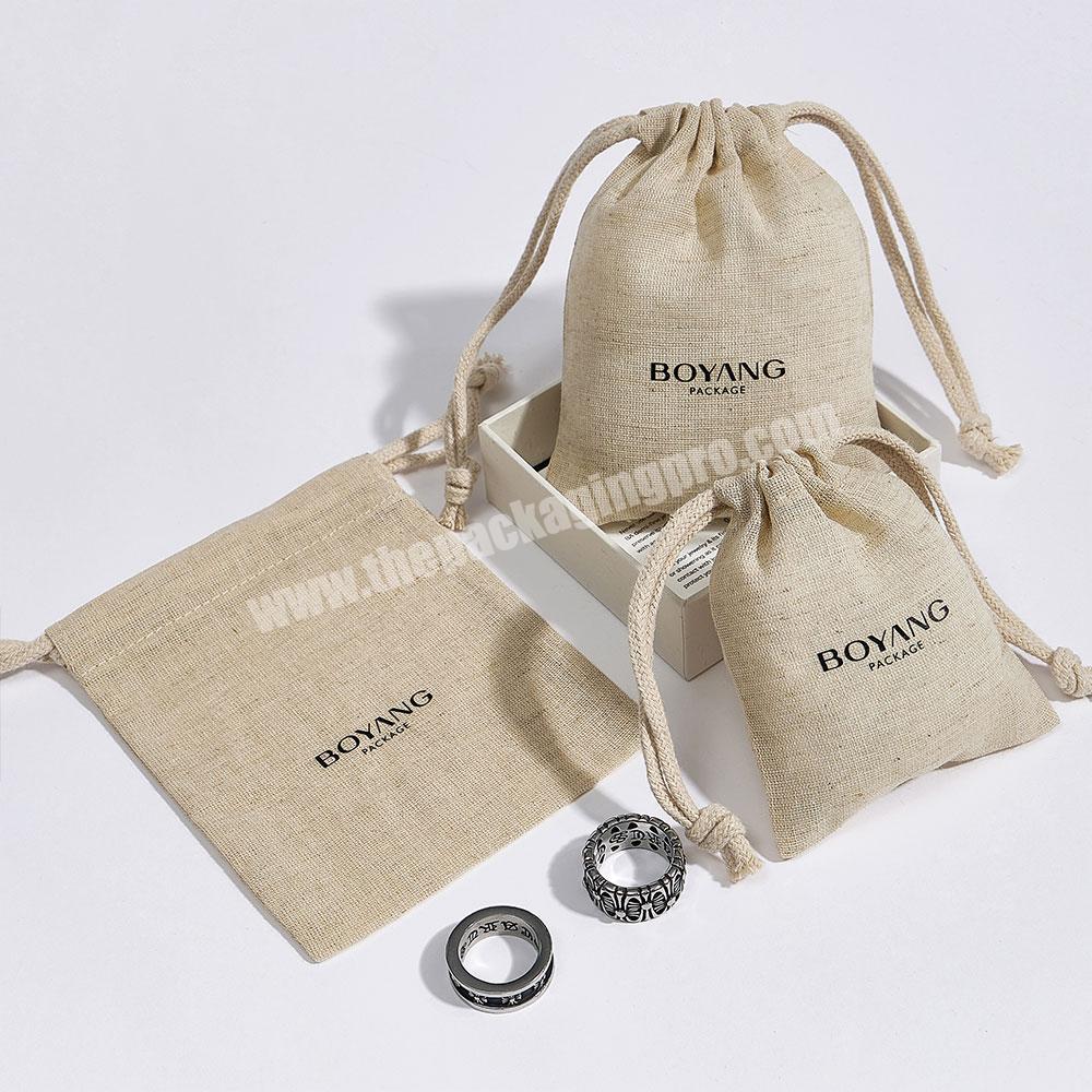 Boyang Wholesale Personalized Reusable Jute Drawstring Bag Packaging Small Jute Drawstring Jewelry Pouch