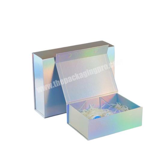 Bright Shinning Gold Foil Printed White Magnetic Luxury Packing Gift Box