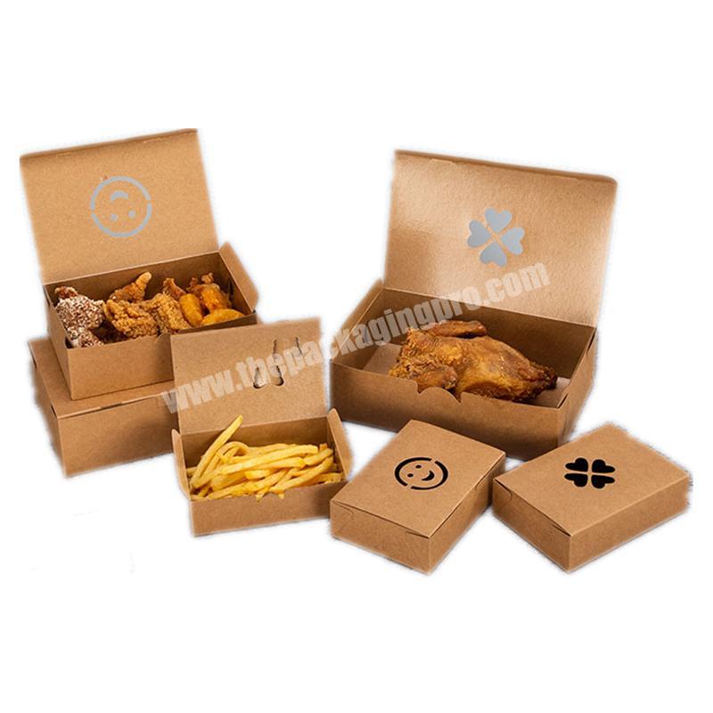 Brown craft take out fast food packaging paper boxes cheap price foldable fried chicken food box