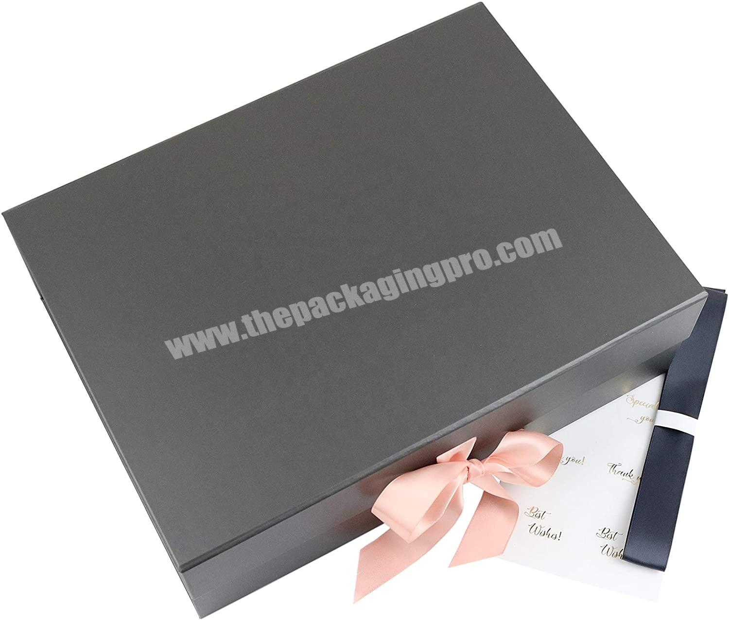 Charcoal Gray Gift Box with Ribbon and Magnetic Closure for Luxury Packaging gift box