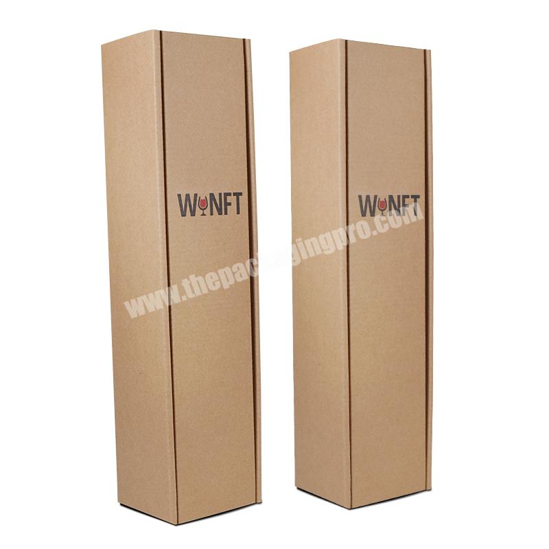 Cheap recyclable customized logo gift wine brown kraft paper packaging box