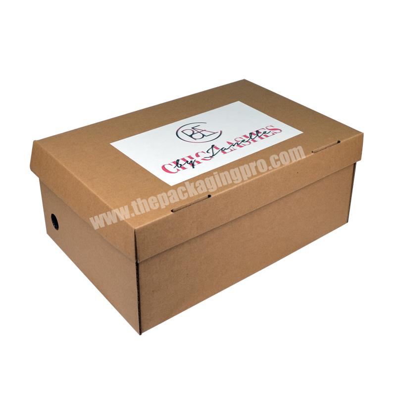 Cheap recyclable customized logo kraft paper packaging box for shoes