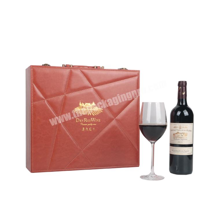 China Hot Selling Portable Packaging Gift Box Red Color Fashionable Gift Box Gift 4 Bottle Wine Packaging Box