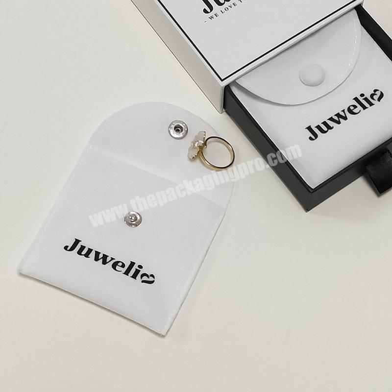 Chinese Packaging Custom Printed White Luxurious Velvet 'Jewlery' Pouch