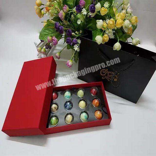 Chocolate Bonbon Boxes with Plastic Paper Insert Best Price Wedding Favors Custom Chocolate Packaging 12 Pieces Food Rigid Boxes