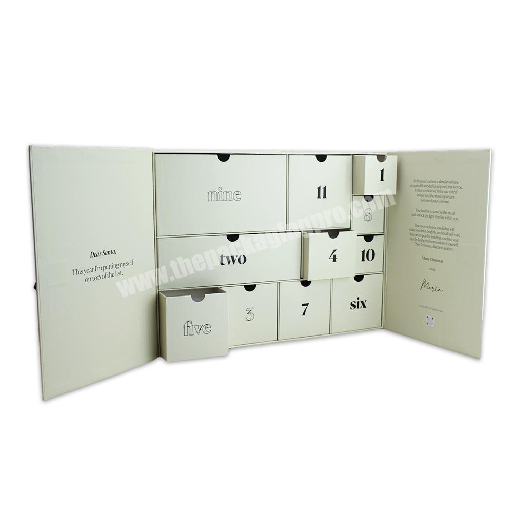 Christmas Advent Calendar Gift Box with Small Rigid Paper Drawers for Cosmetic Gift Sets Packaging