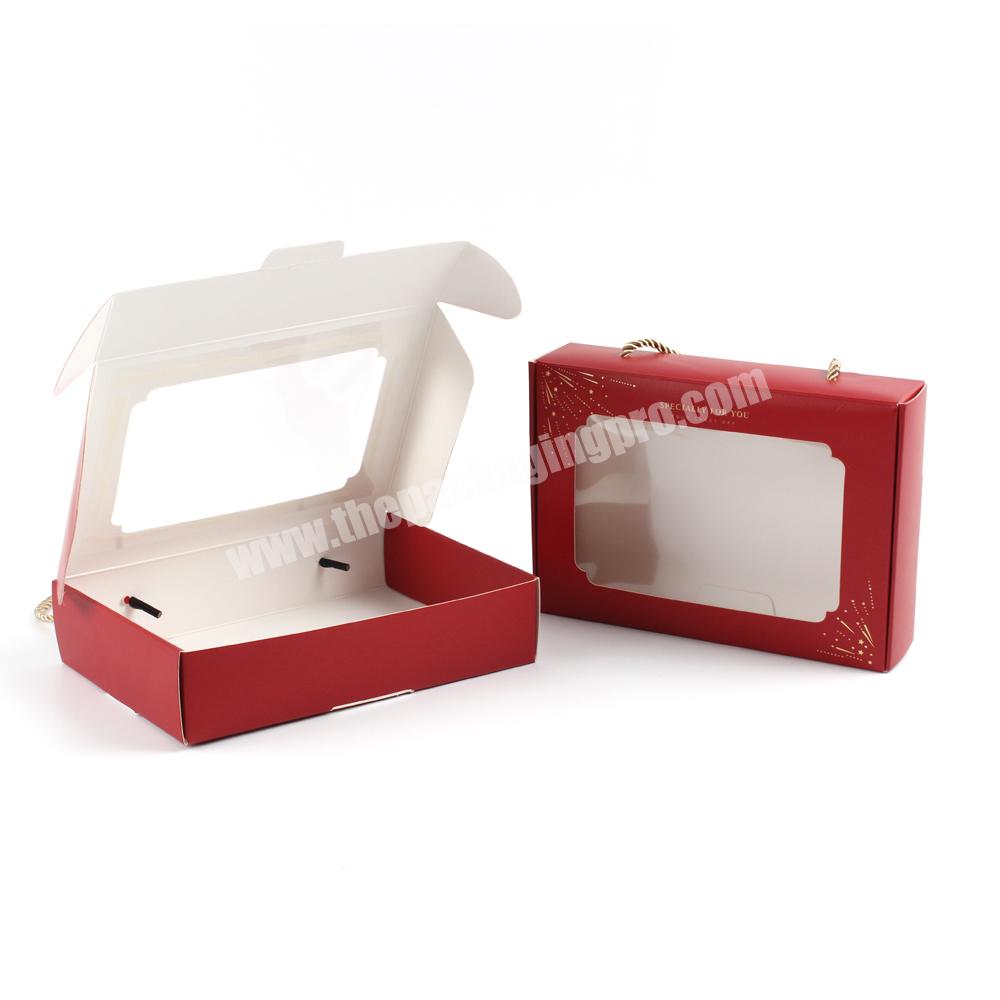 Christmas gift box packaging cracker candy gift box clear window boxes with handles