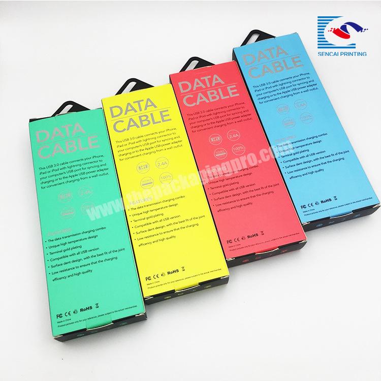 Colorful custom printed cable paper box with handle