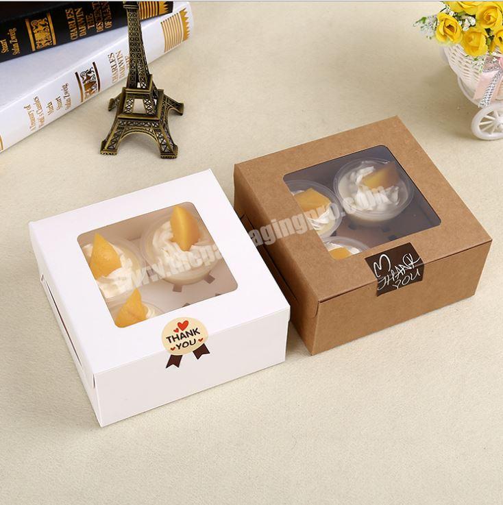 Cupcake Muffin Packaging White Kraft Paper Bottom Bracket Pudding Pastry Boxes