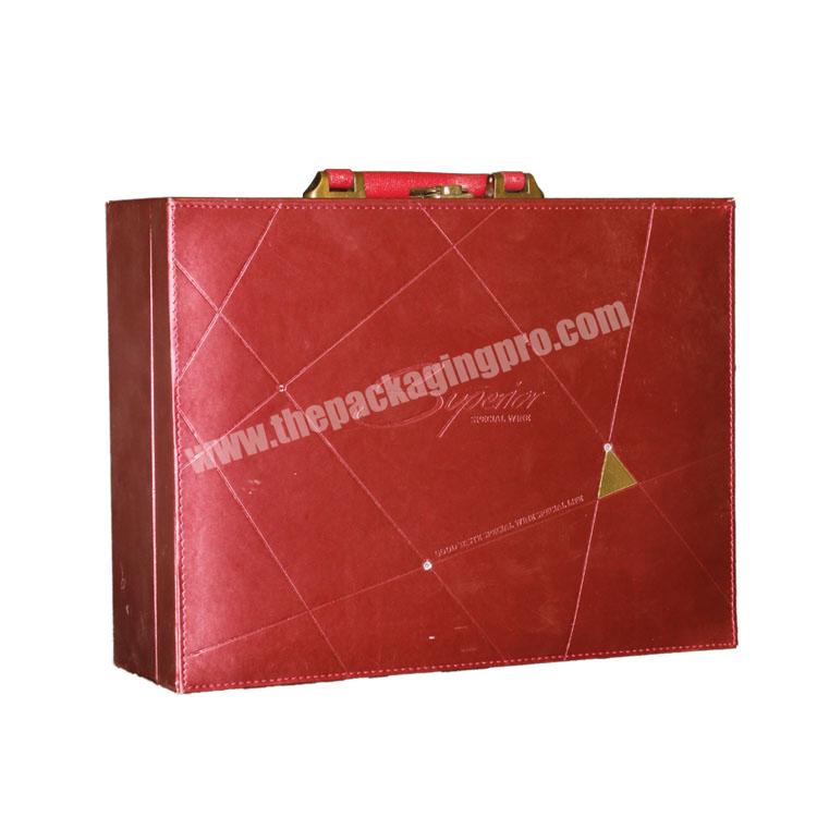Custom  Wine Box two Bottle Wine Gift Box wine box bottle packaging with Handle in stock