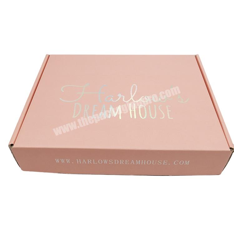 Custom 7x5x3 Pink Mailer Box Clothing Corrugated Mailer Box With Hot Foiled Logo