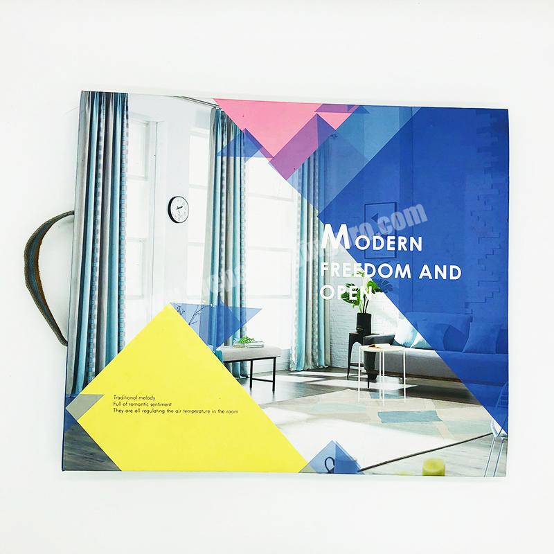 Custom Big Size High Quality Print Hardcover Book with Handle for Curtain Catalogue