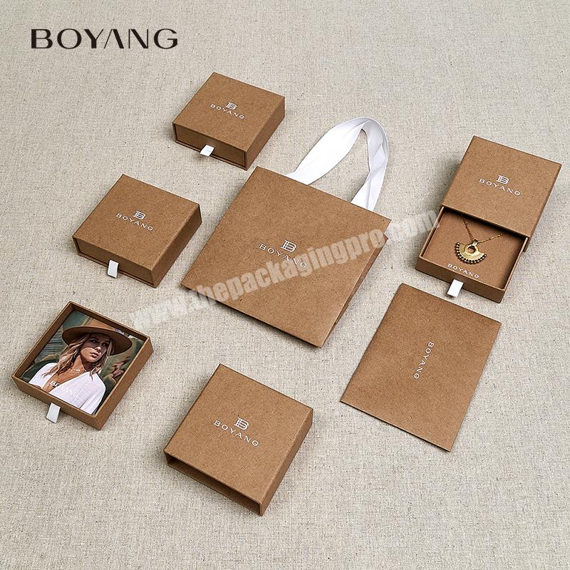 Custom Biodegradable Small Paper Gift Earring Bracelet Necklace Ring  Packaging Jewelry Boxes with Logo