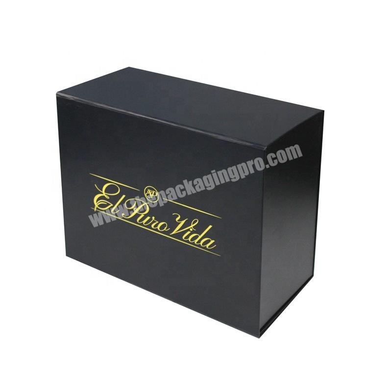 Custom Black Box With Gold Folding Magnetic Gift Box For Packaging