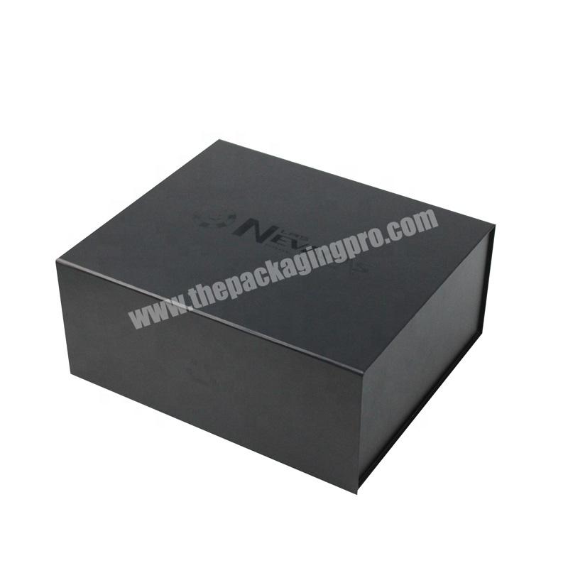 Custom Black Box With Spot UV Folding Magnetic Black Gift Box