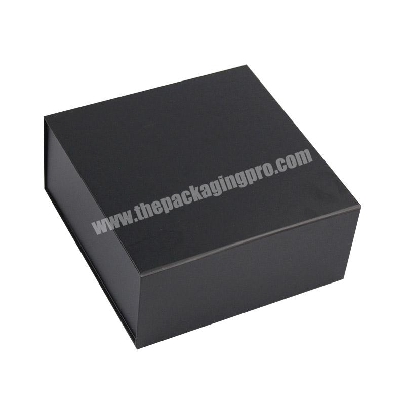 Custom Black Color Luxury cardboard rigid magnet box Clothing Folding Paper Box Magnetic Black Gift Box