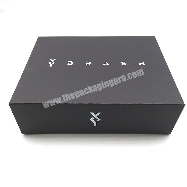 Custom Black Large  Cloth Bag Logo Art Cardboard Foldable Magnetic Luxury Shipping Box Large Cardboard Jewellery Box