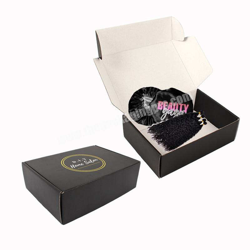 Custom Black Printing Curler Inspire Hair Extension Wigs Gift Packaging Corrugated Shipping Mailer Box for Online Shop