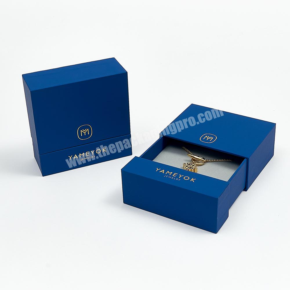 Custom Blue Paper Luxury Necklace Earrings Jewelry Packaging Gift Box Wholesale