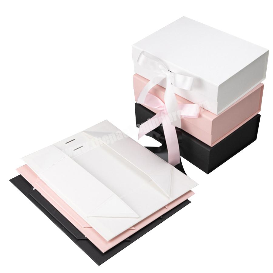 Custom Brand Magnet Paper Box Recycle Folding Wedding Empty Storage Packaging Gift Box with Ribbon
