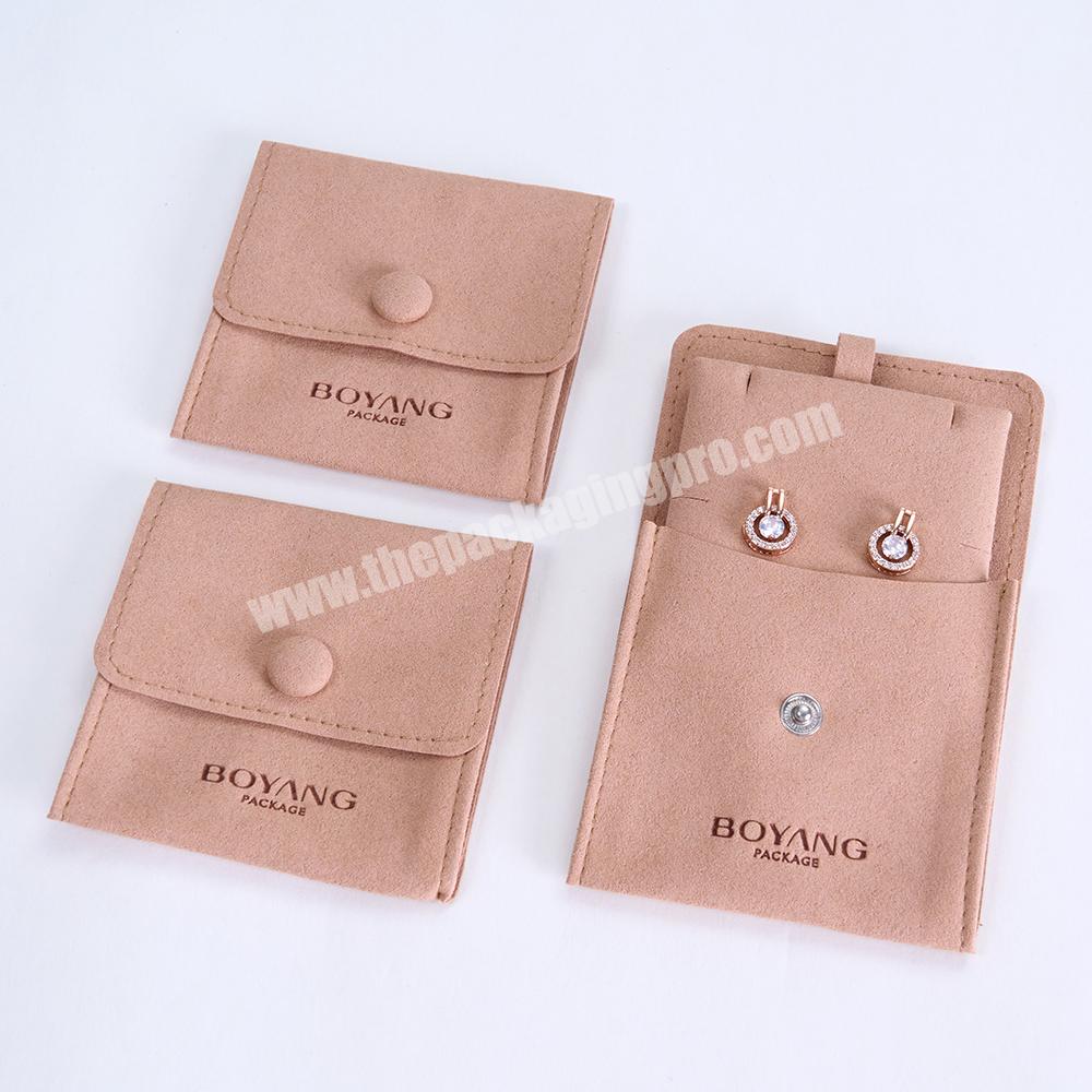 Custom Bright Color Microfiber Packaging Bag Snap Microfiber Beige Envelope Jewelry Pouch