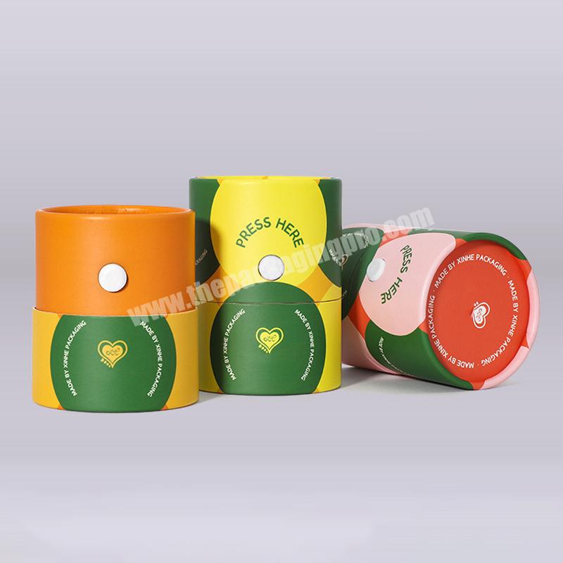 Custom Cardboard Childproof Packaging Child Proof Round Paper Tube with Lock Button