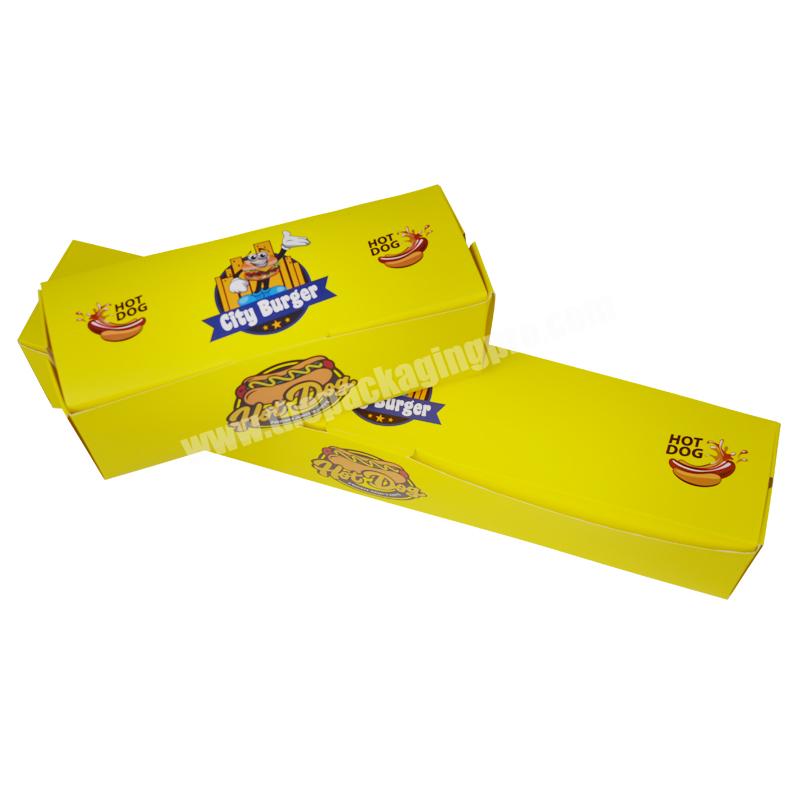 Custom Cheap CMYK Printing Food Grade Disposable White Card Hot Dog Packaging Box