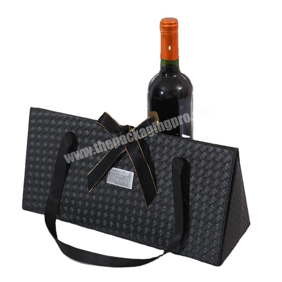 Custom Corrugated Red Luxury Wine Bottle Package Packaging Gift Cardboard Paper Box Bags