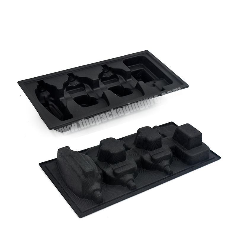 Custom Design Biodegradable Recycled Packing black Molded Pulp Kraft Packaging Paper Pulp Tray for electronics