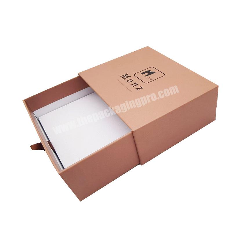 Custom Design Logo Printed Cardboard Handle Gift Drawer Packaging Paper Box With Ribbon