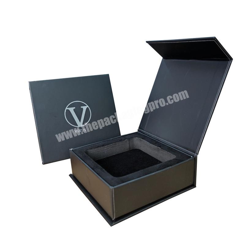 Custom Design Matte Black Rigid Paper Cardboard Gift Packaging Magnetic Box with Foam Insert