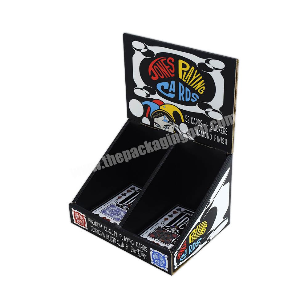 Custom Design Printing Cardboard Table Top Display Box For Playing Cards, 2 Dividers Countertop Display for Game Card