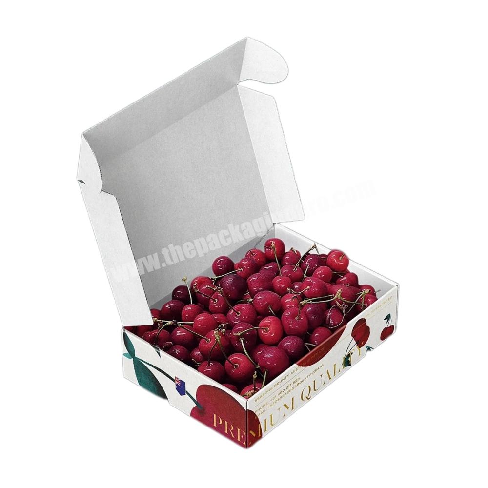 Custom Design Printing White Corrugated Paperboard  Fruit Box Packaging White Cherry Fruit Packaging Boxes